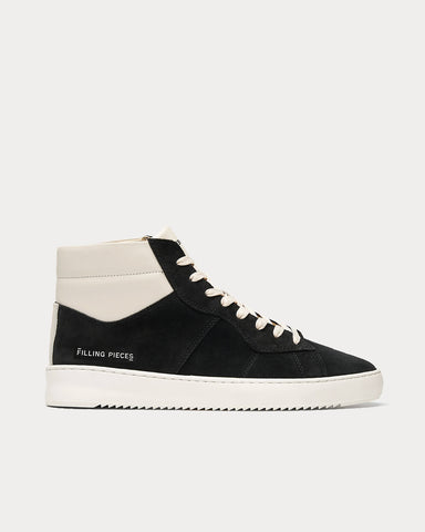 Filling Pieces Mid Court Suede Black High Top Sneakers