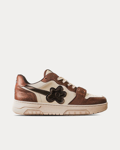 Flower Instincts Leather Tobacco Low Top Sneakers