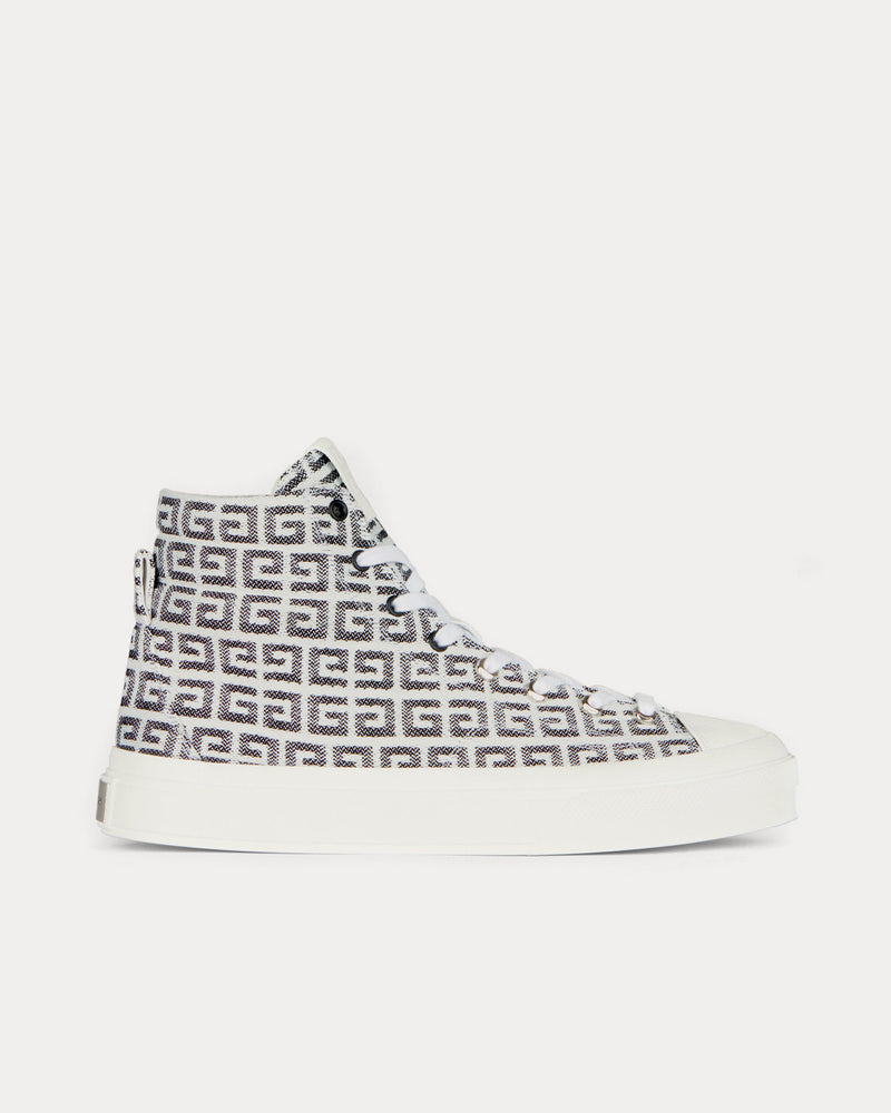 Givenchy City In 4G Jacquard Black / White High Top Sneakers - 1