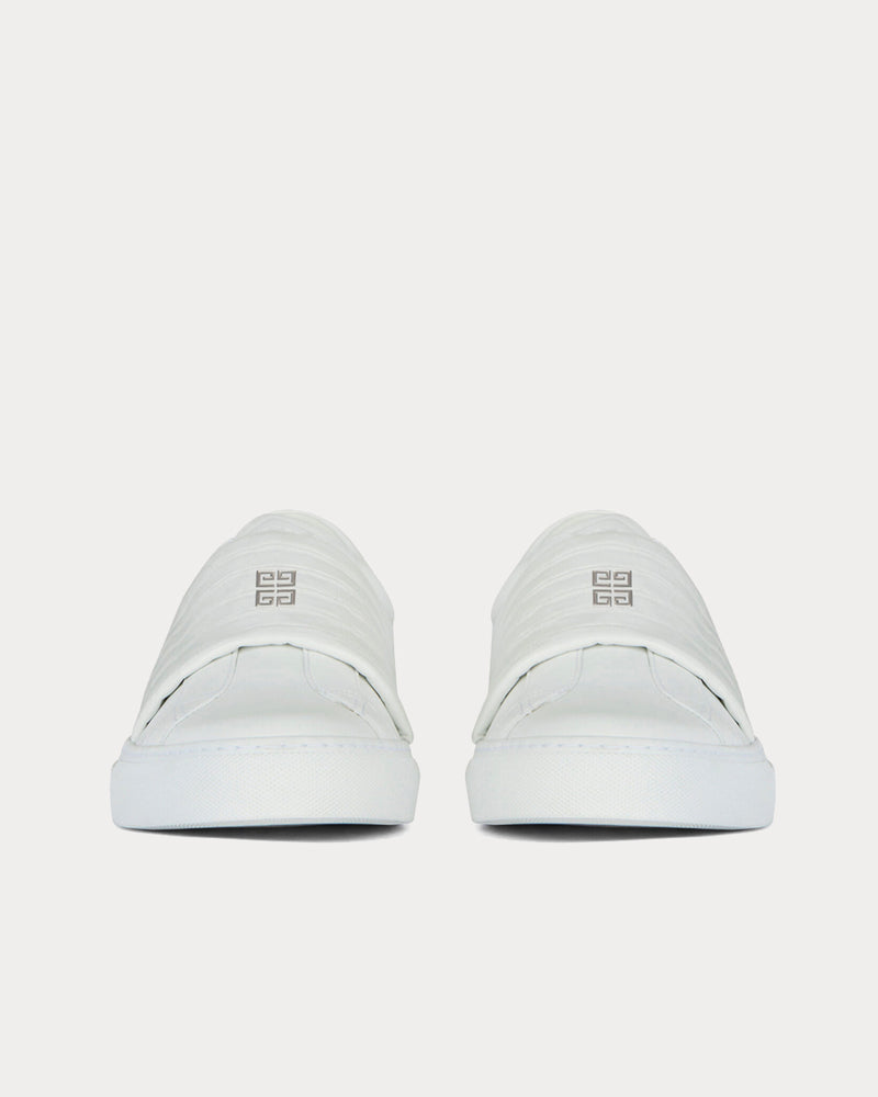 Givenchy Crocodile Effect Webbing White Slip On Sneakers - 2