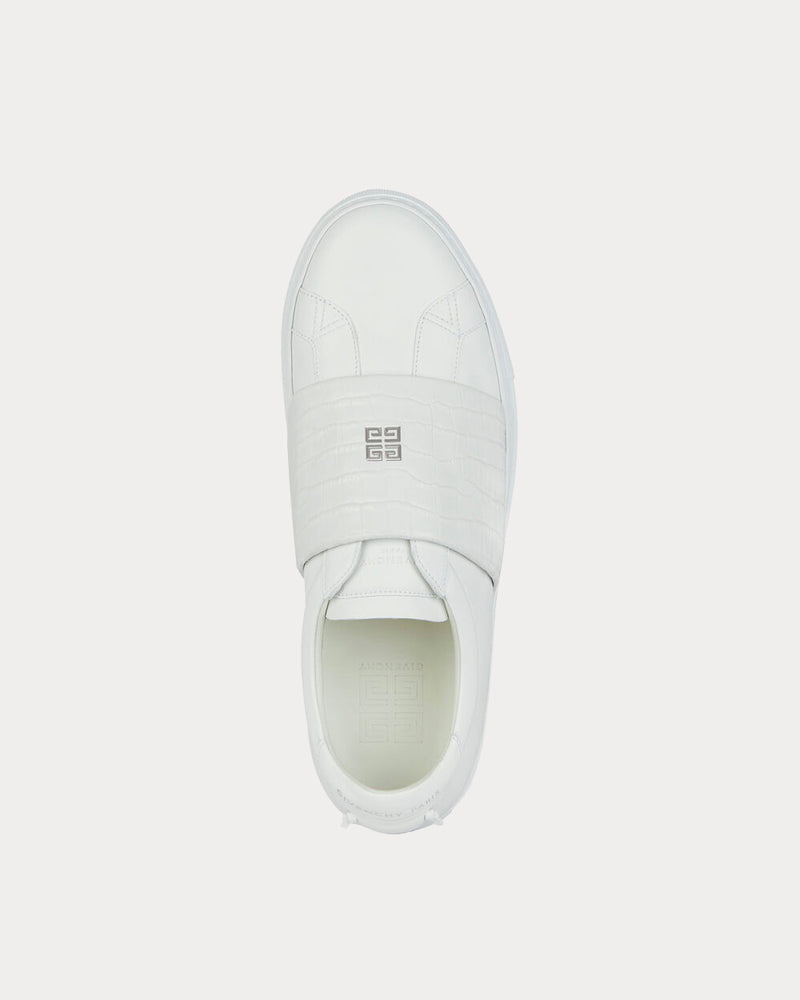 Givenchy Crocodile Effect Webbing White Slip On Sneakers - 3