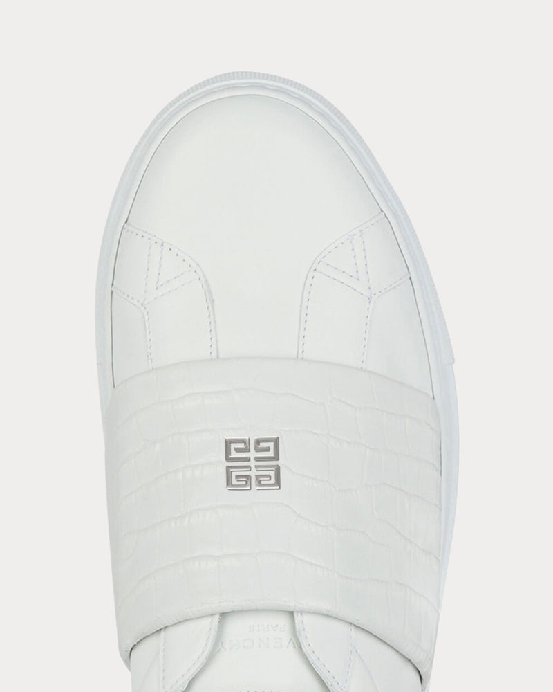 Givenchy Crocodile Effect Webbing White Slip On Sneakers - 5