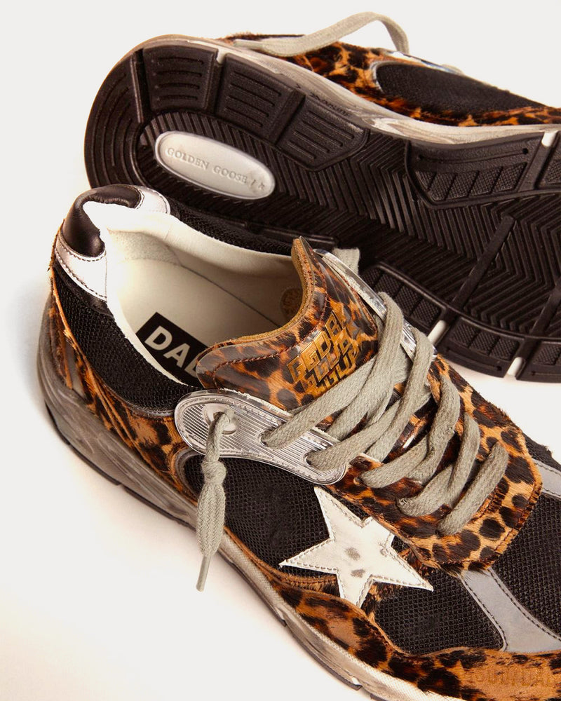 Golden Goose Dad-Star Leopard-print Pony Skin with White Leather Star Low Top Sneakers - 3