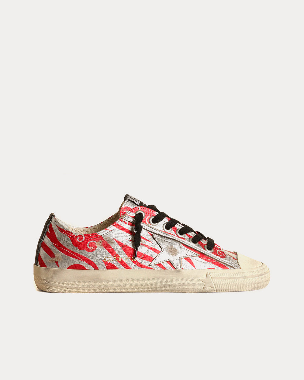 Golden Goose V-Star LTD Tiger Print Silver / Red Low Top Sneakers - 1