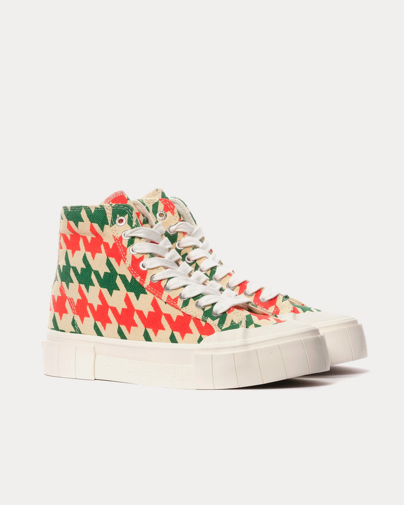 Good News Palm Dogstooth Red / Green High Top Sneakers - 2