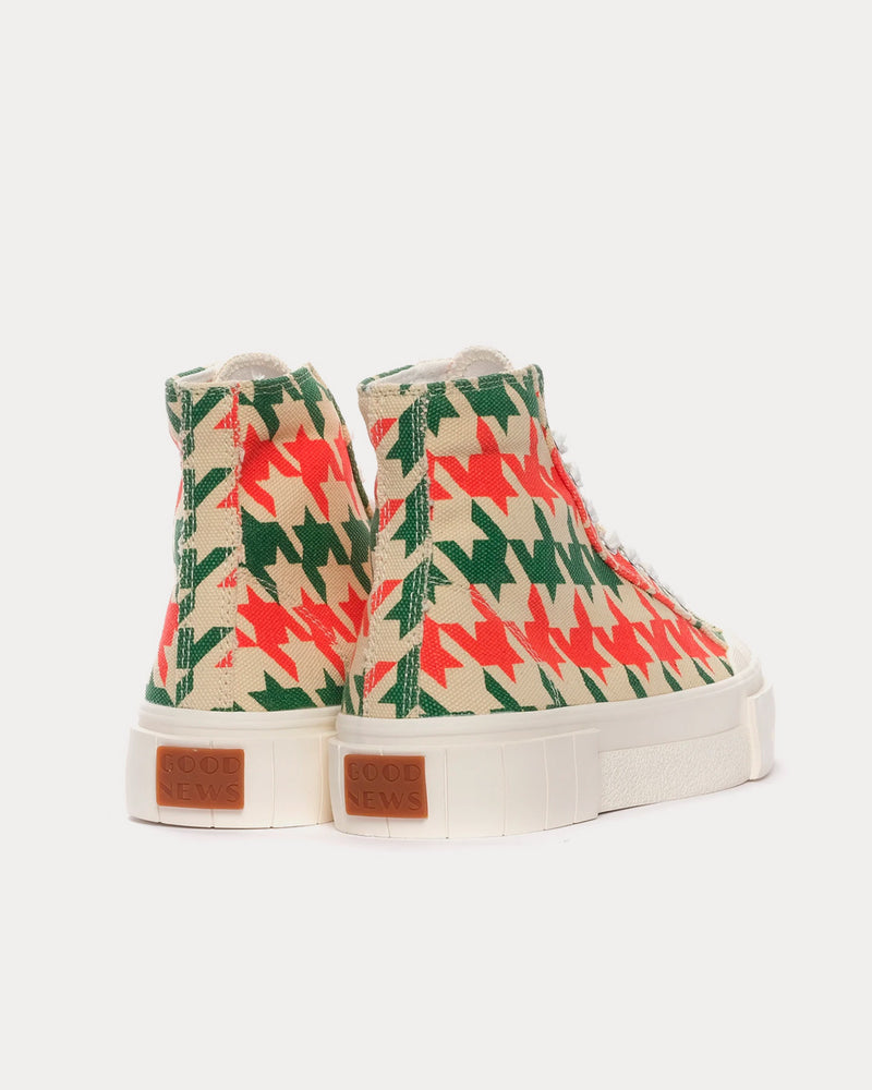 Good News Palm Dogstooth Red / Green High Top Sneakers - 3