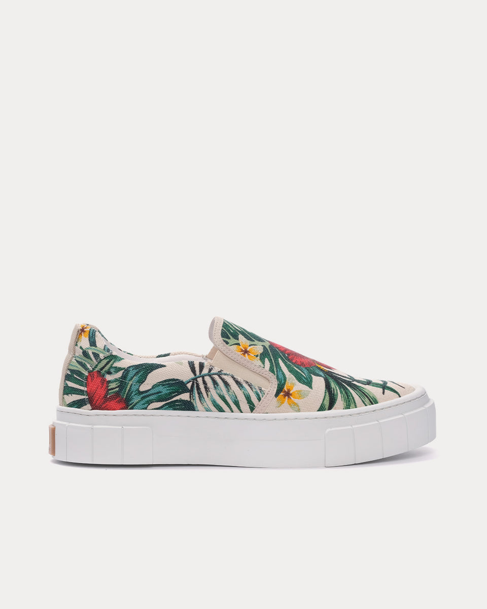 Good News Yess White Floral Slip On Sneakers