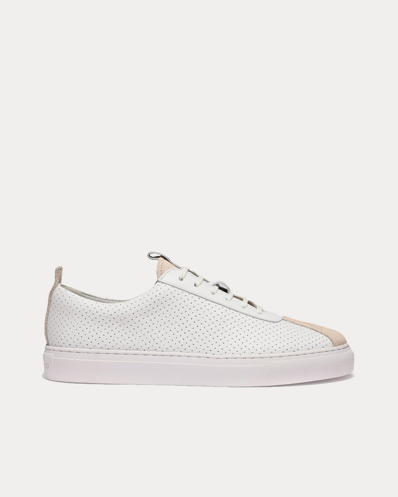 Grenson Sneaker 1 Perforated Leather White Low Top Sneakers - 1