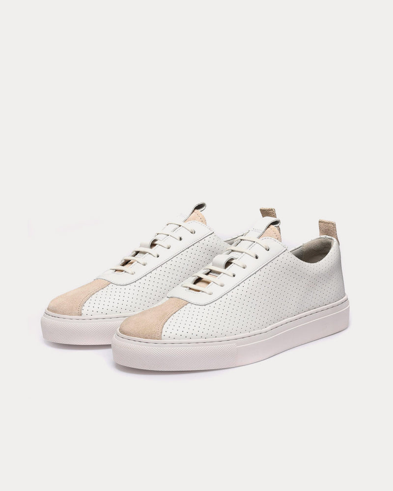 Grenson Sneaker 1 Perforated Leather White Low Top Sneakers - 3