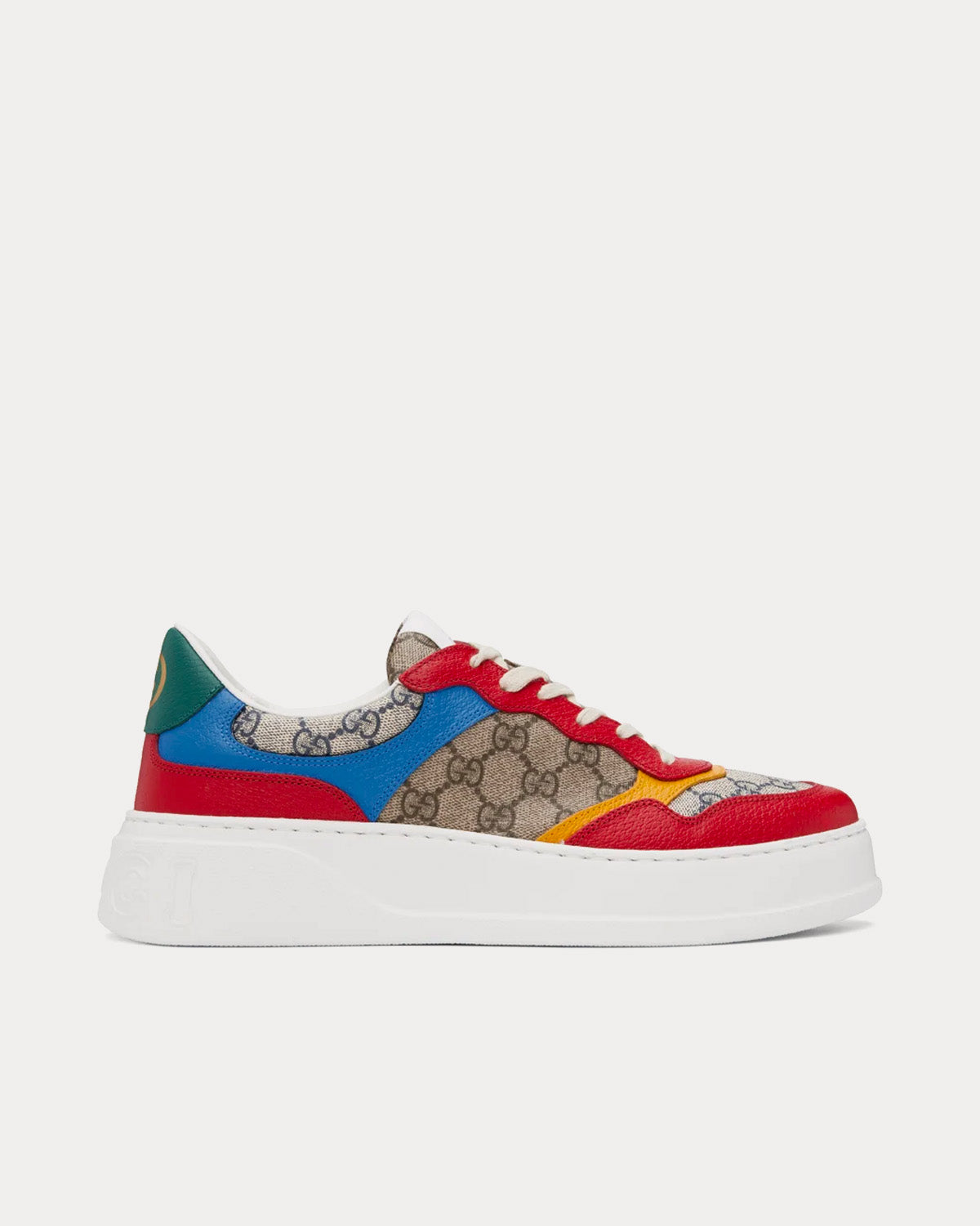 Gucci GG Supreme Leather & Canvas Beige / Blue Low Top Sneakers - 1