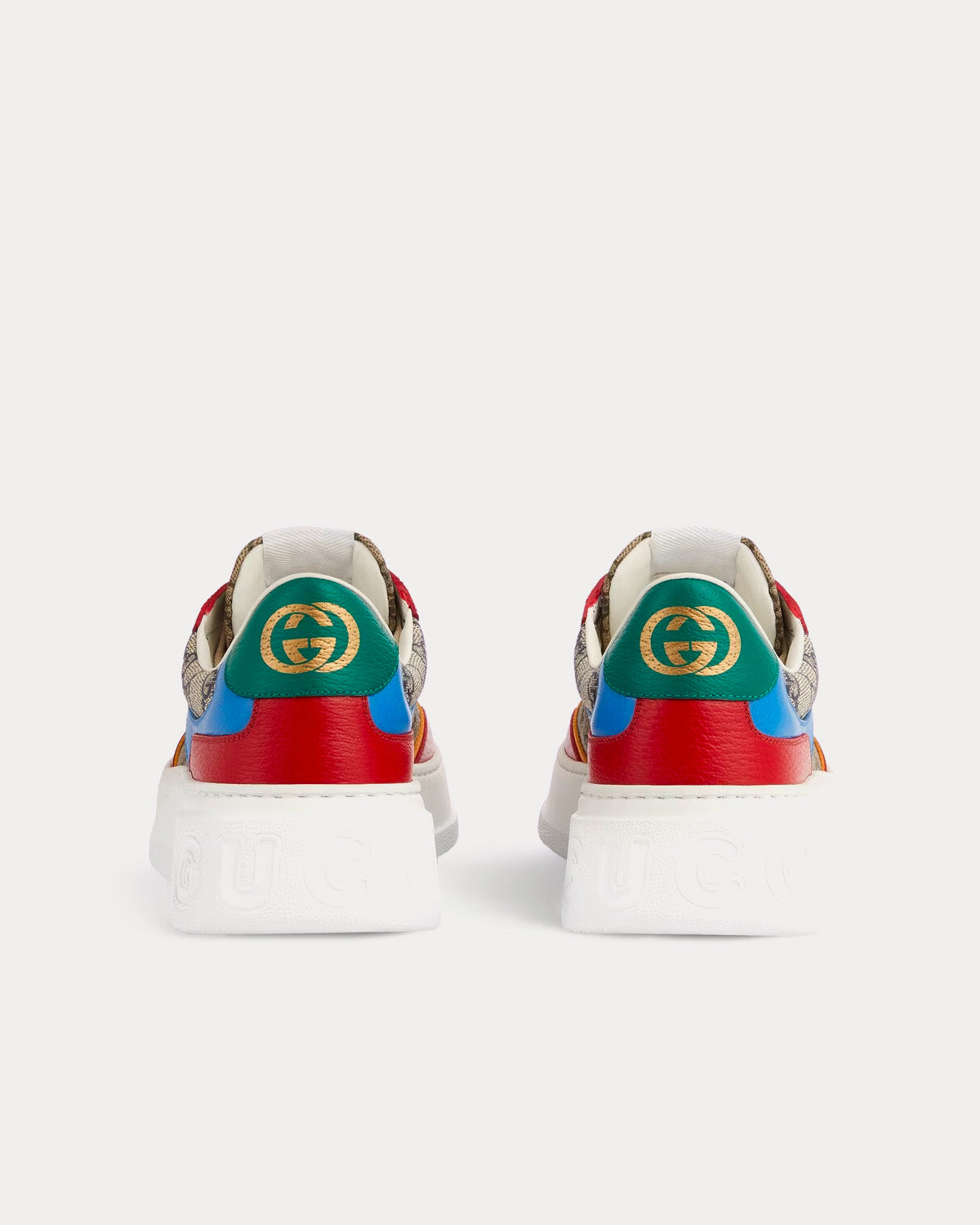 Gucci GG Supreme Leather & Canvas Beige / Blue Low Top Sneakers - 4