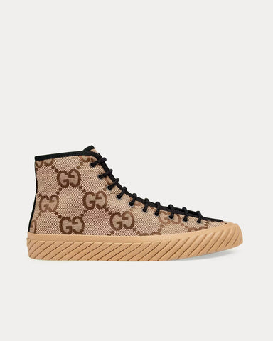 Gucci Maxi GG Canvas Camel / Ebony High Top Sneakers