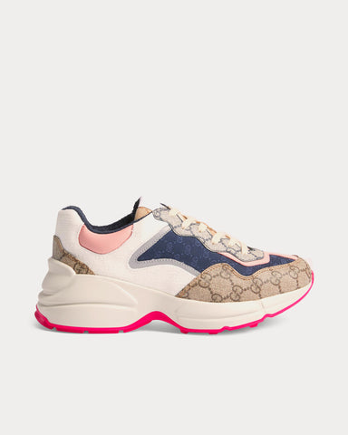 Gucci Rhyton Beige / Ebony / Pink Low Top Sneakers