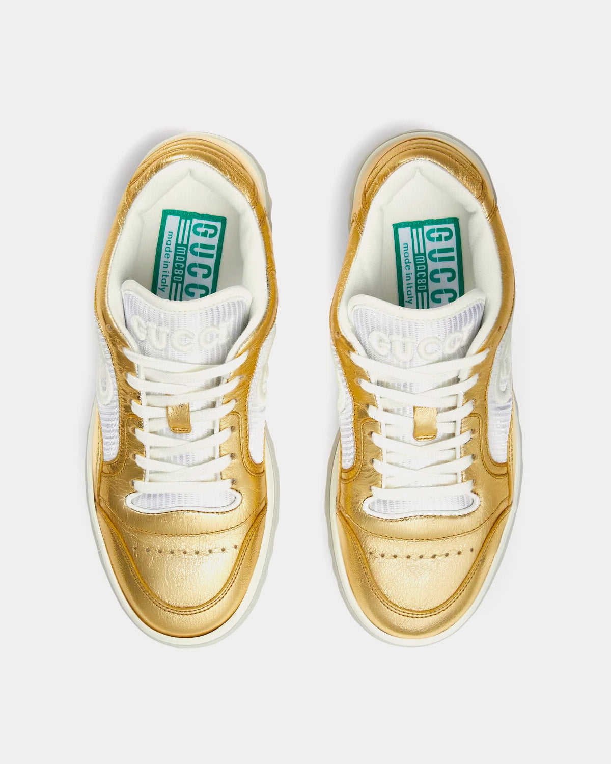 Gucci - MAC80 Leather Metallic Gold Low Top Sneakers