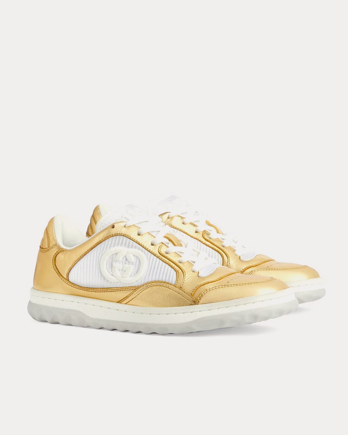 Gucci - MAC80 Leather Metallic Gold Low Top Sneakers