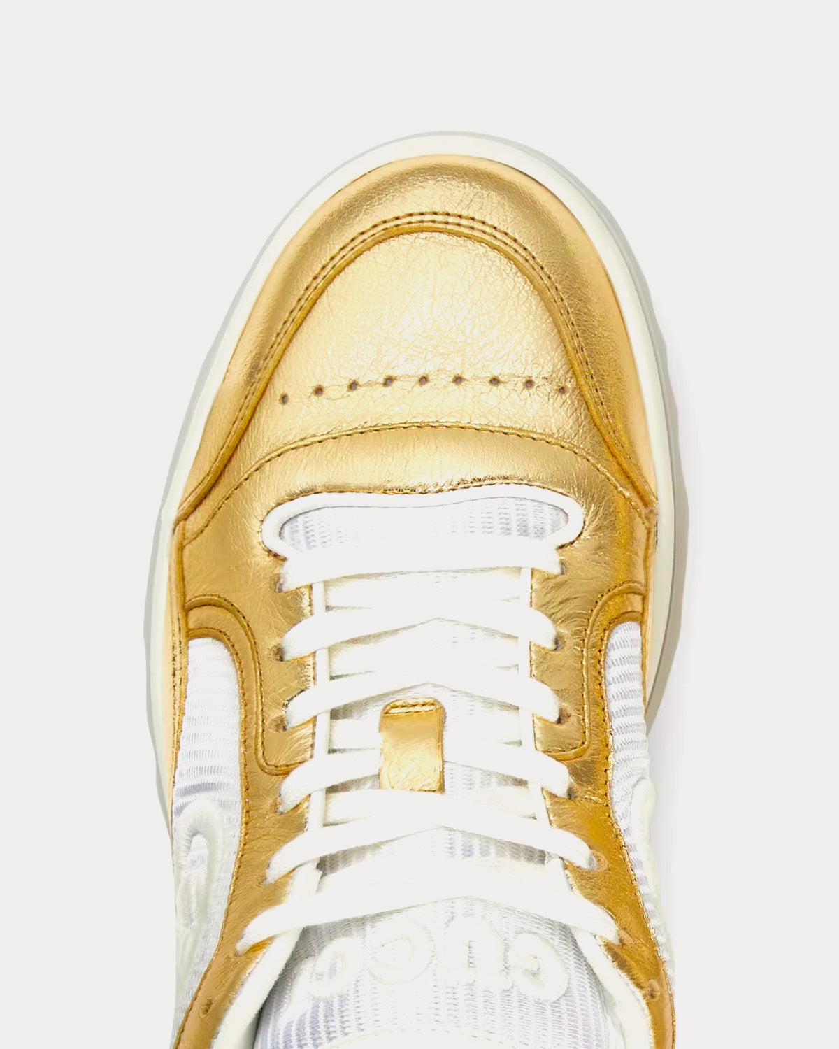 Gucci - MAC80 Leather Metallic Gold Low Top Sneakers