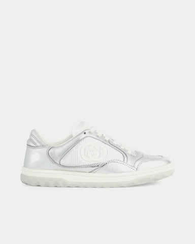 Gucci MAC80 Leather Metallic Silver Low Top Sneakers