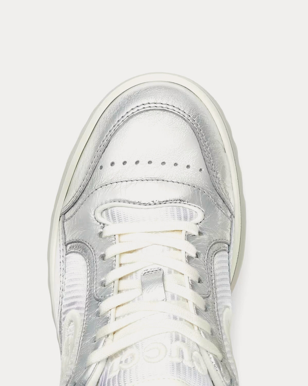 Gucci MAC80 Leather Metallic Silver Low Top Sneakers - 5