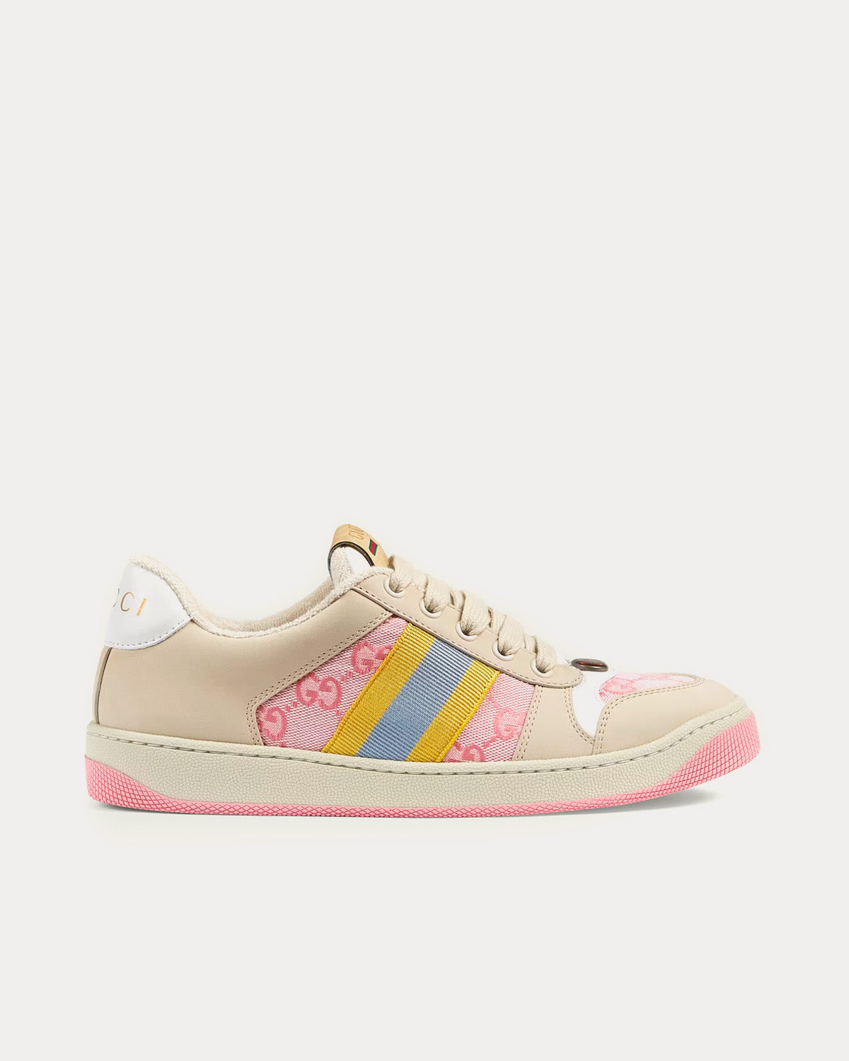 Gucci Screener with Web GG Beige / Pink / Yellow / Blue Low Top Sneakers - 1