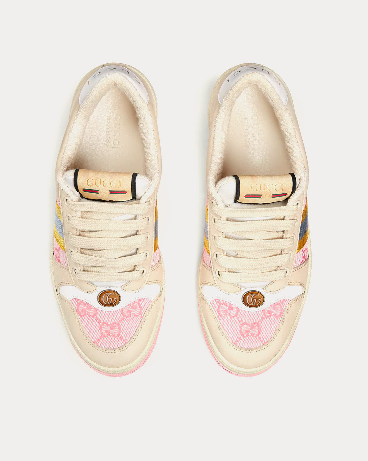 Gucci Screener with Web GG Beige / Pink / Yellow / Blue Low Top Sneakers - 2