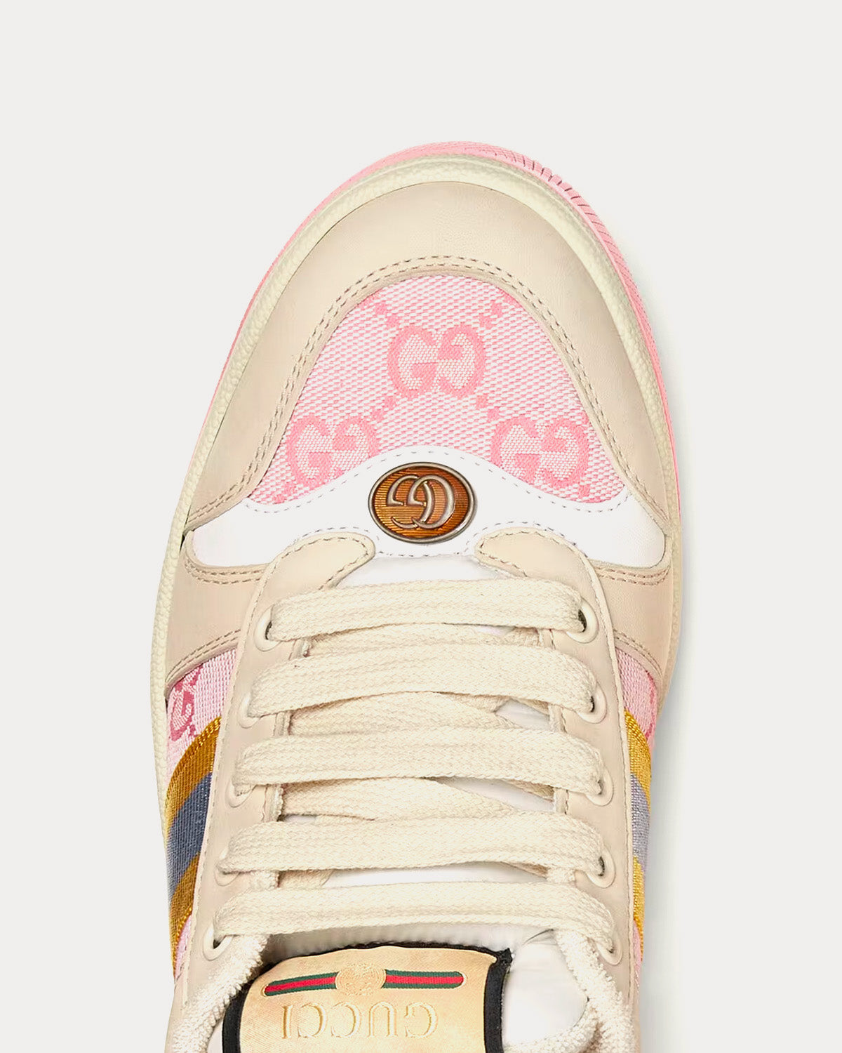 Gucci Screener with Web GG Beige / Pink / Yellow / Blue Low Top Sneakers - 5