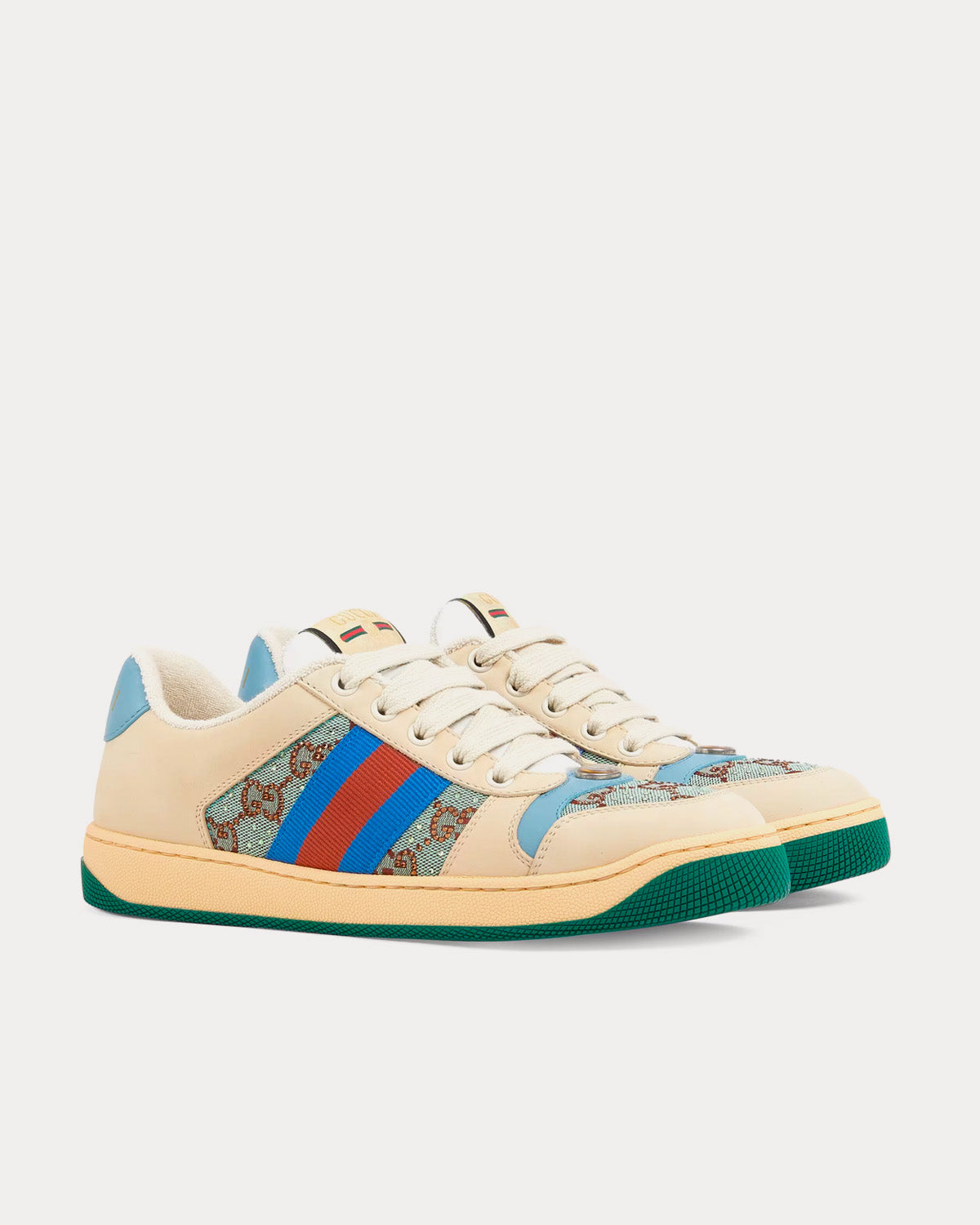 Gucci Screener with Crystals GG Logo Beige / Blue / Green Low Top Sneakers - 4