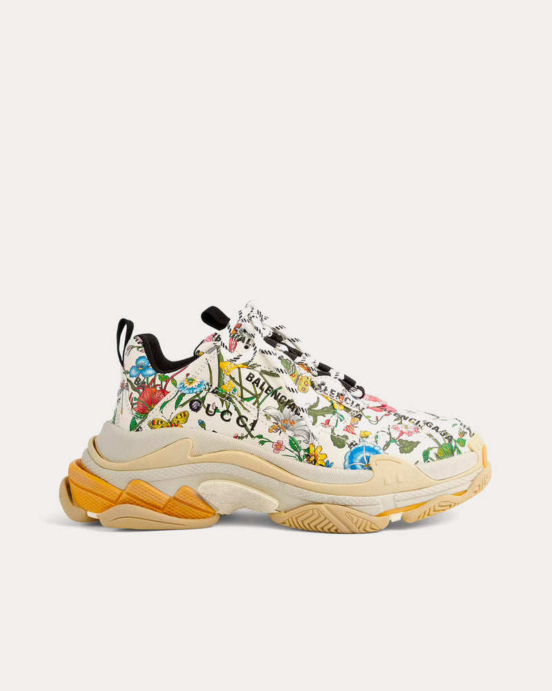 Gucci x Balenciaga Triple S 'The Hacker Project' Flora Print Ivory / Multicolor Low Top Sneakers - 1