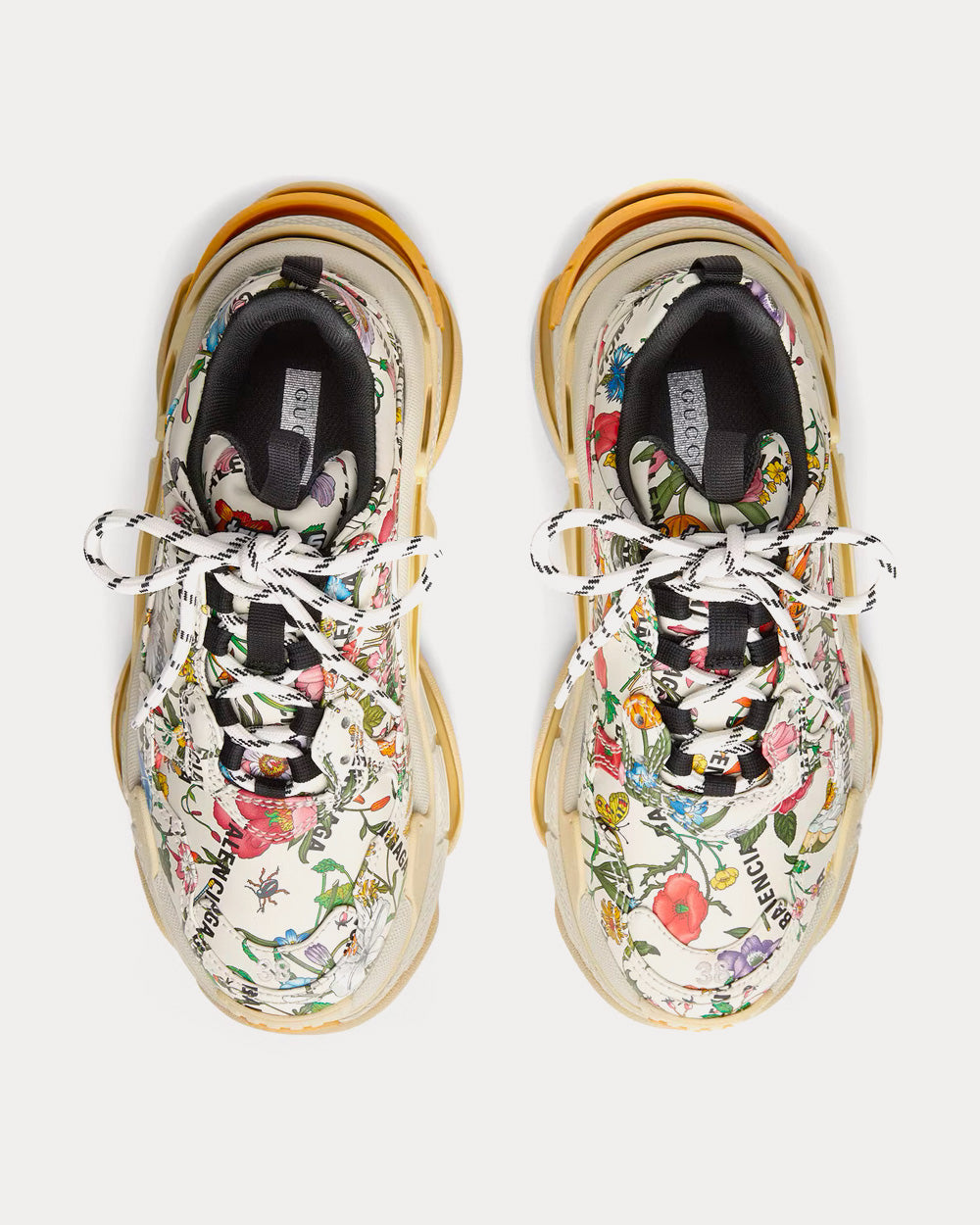 Gucci x Balenciaga Triple S 'The Hacker Project' Flora Print Ivory / Multicolor Low Top Sneakers - 2