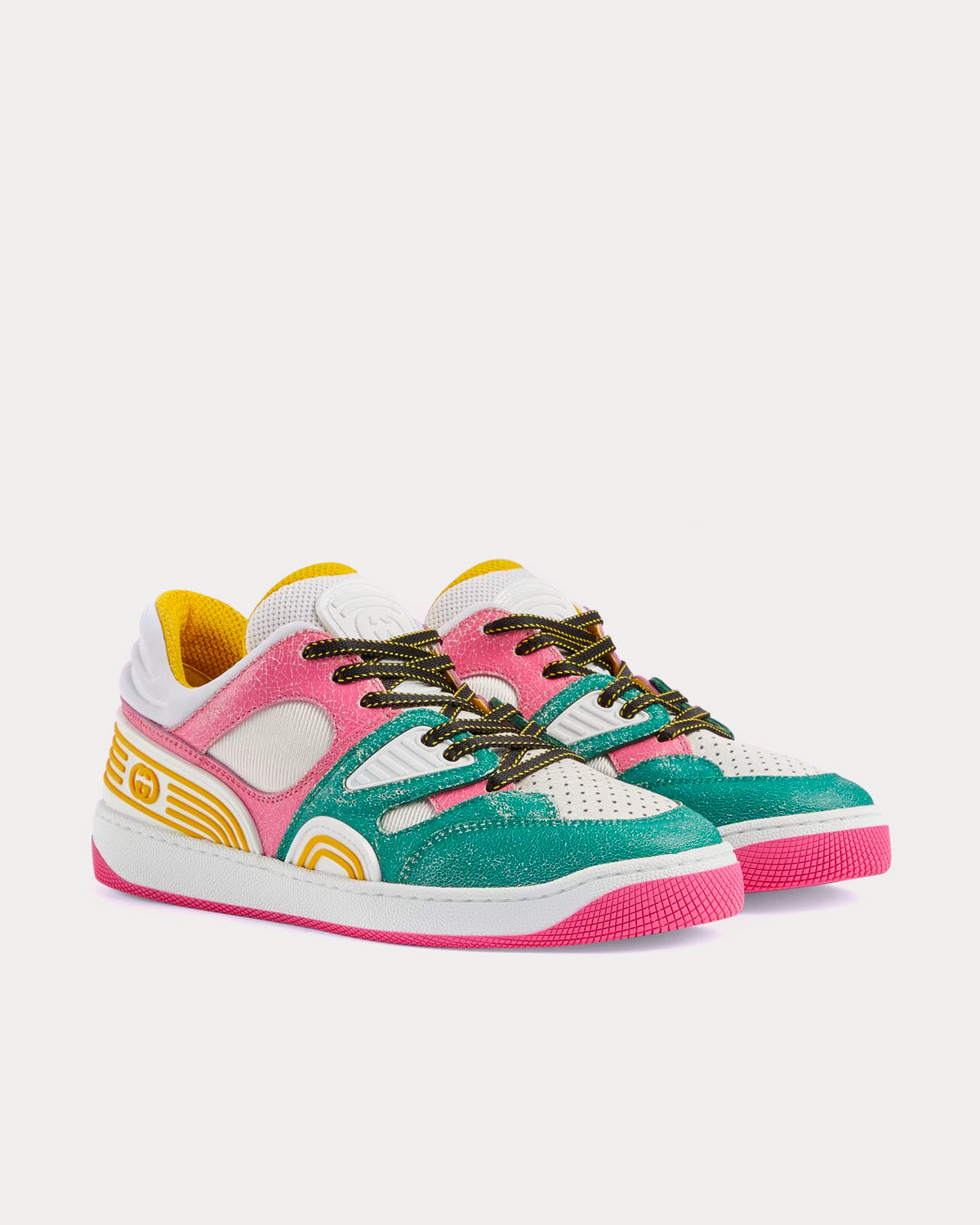 Gucci Basket Leather Multicolour Low Top Sneakers - 3