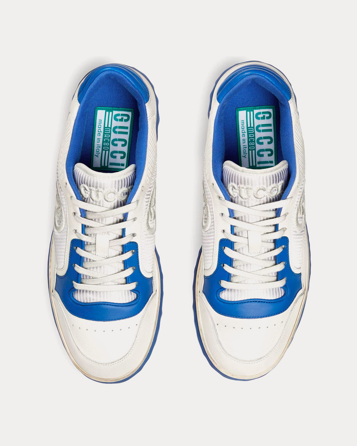 Gucci MAC80 Leather Off White / Blue Low Top Sneakers - 2