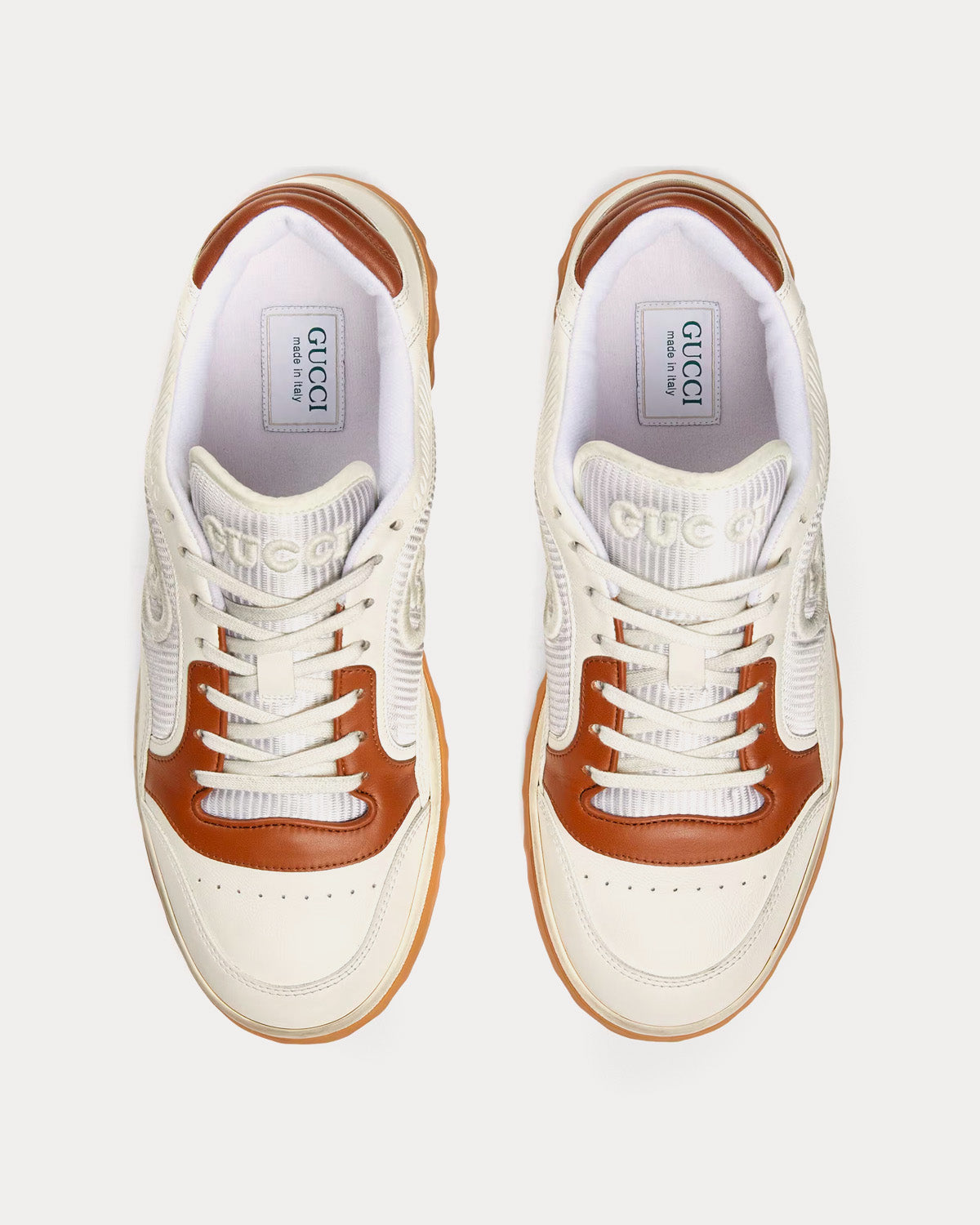 Gucci MAC80 Leather Off White / Brown Low Top Sneakers - 2