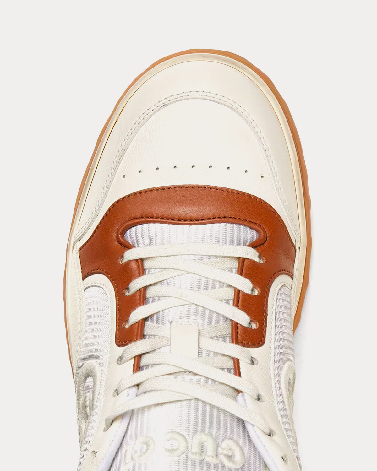 Gucci MAC80 Leather Off White / Brown Low Top Sneakers - 5