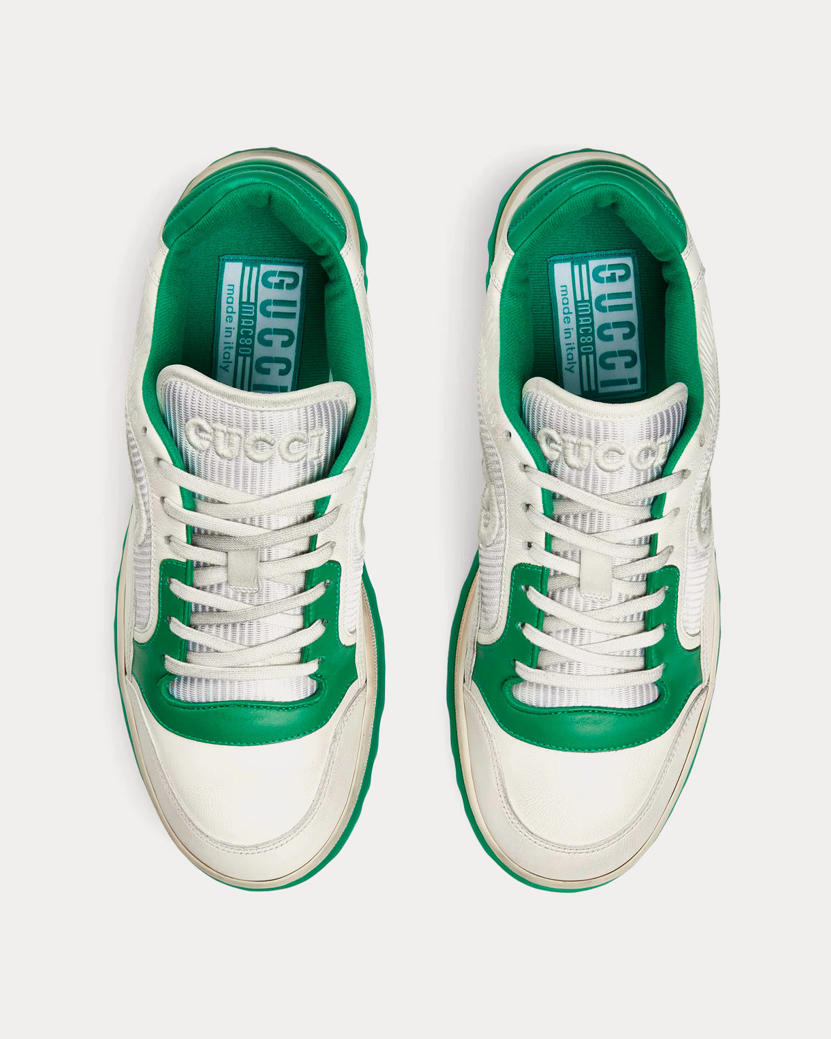 Gucci - MAC80 Leather Off White / Green Low Top Sneakers