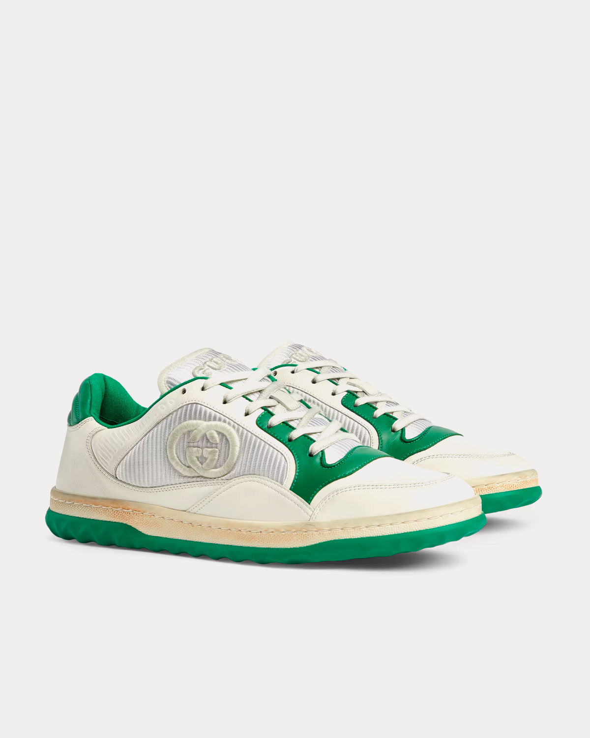 Gucci - MAC80 Leather Off White / Green Low Top Sneakers