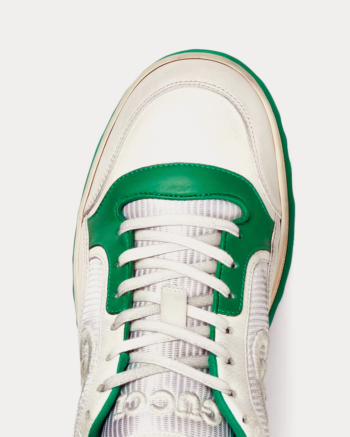 Gucci - MAC80 Leather Off White / Green Low Top Sneakers