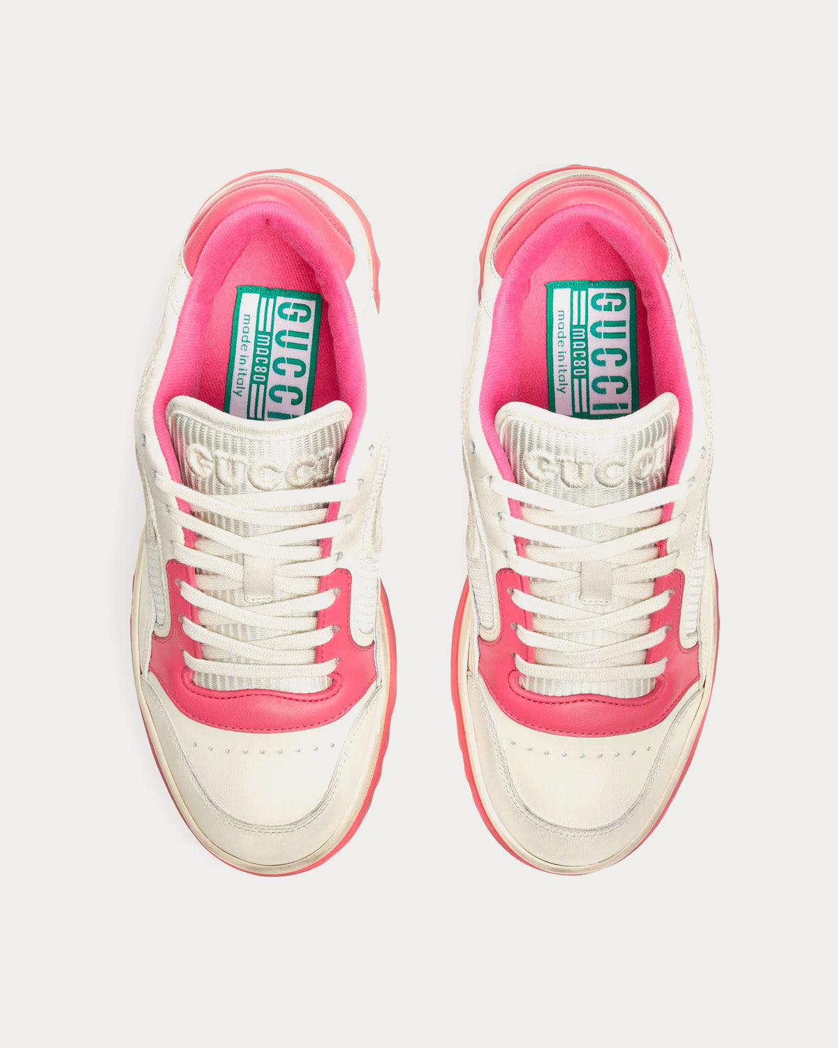 Gucci MAC80 Leather Off White / Pink Low Top Sneakers - 2