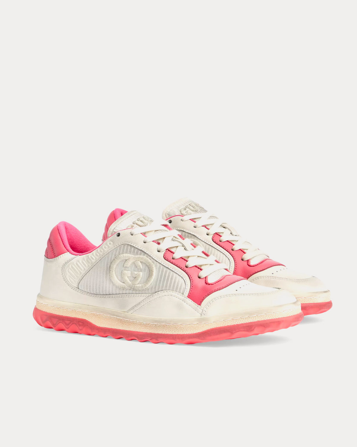 Gucci MAC80 Leather Off White / Pink Low Top Sneakers - 3