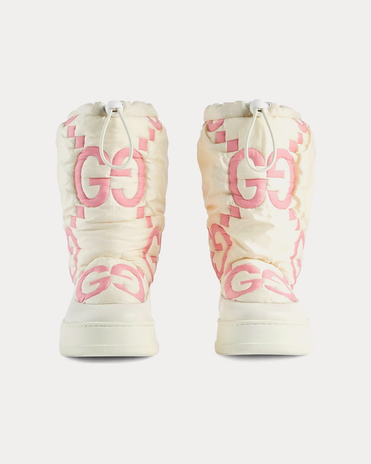 Gucci GG Nylon White & Pink Matelassé Maxi Boots - 3