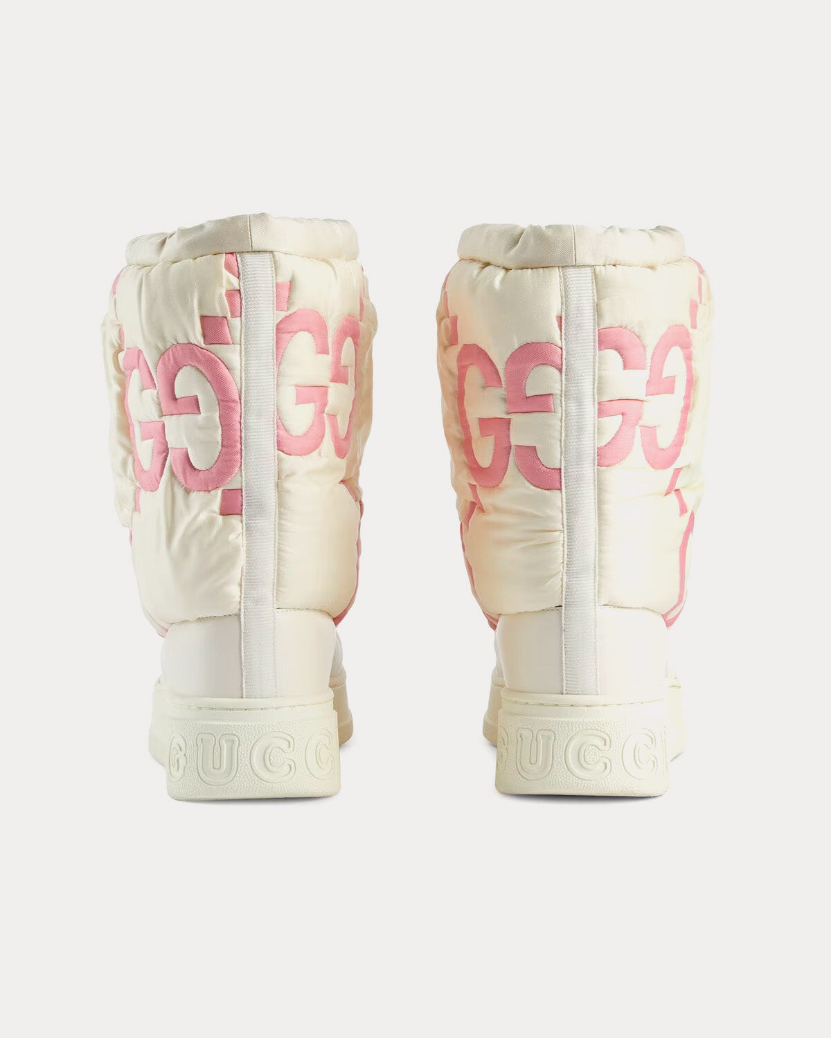 Gucci GG Nylon White & Pink Matelassé Maxi Boots - 4