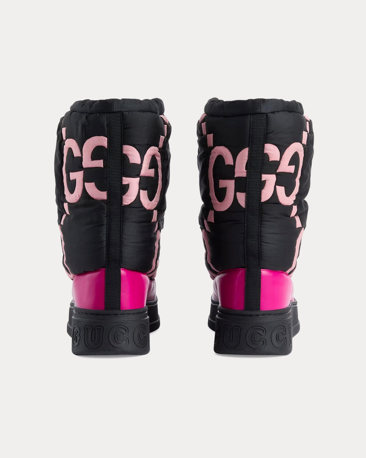 Gucci GG Nylon Black & Pink Matelassé Maxi Boots - 4