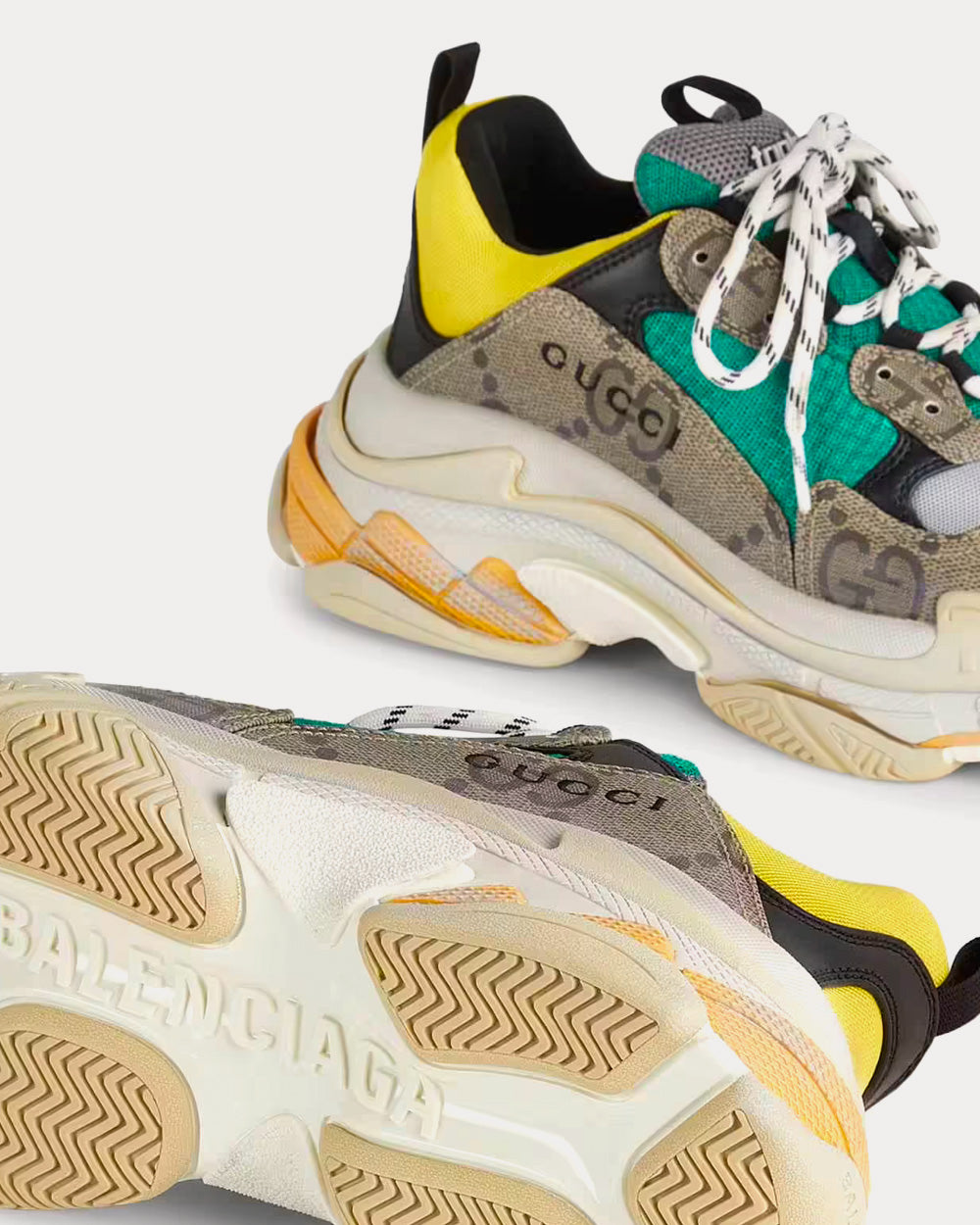 Gucci x Balenciaga Triple S The Hacker Project Blue Yellow Low Top Sneakers Sneak in Peace