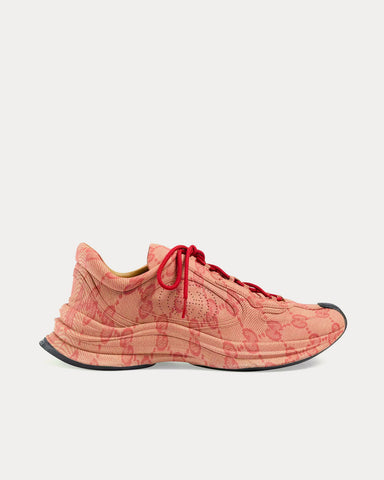 Gucci Run GG Print Beige / Hibiscus Red Low Top Sneakers