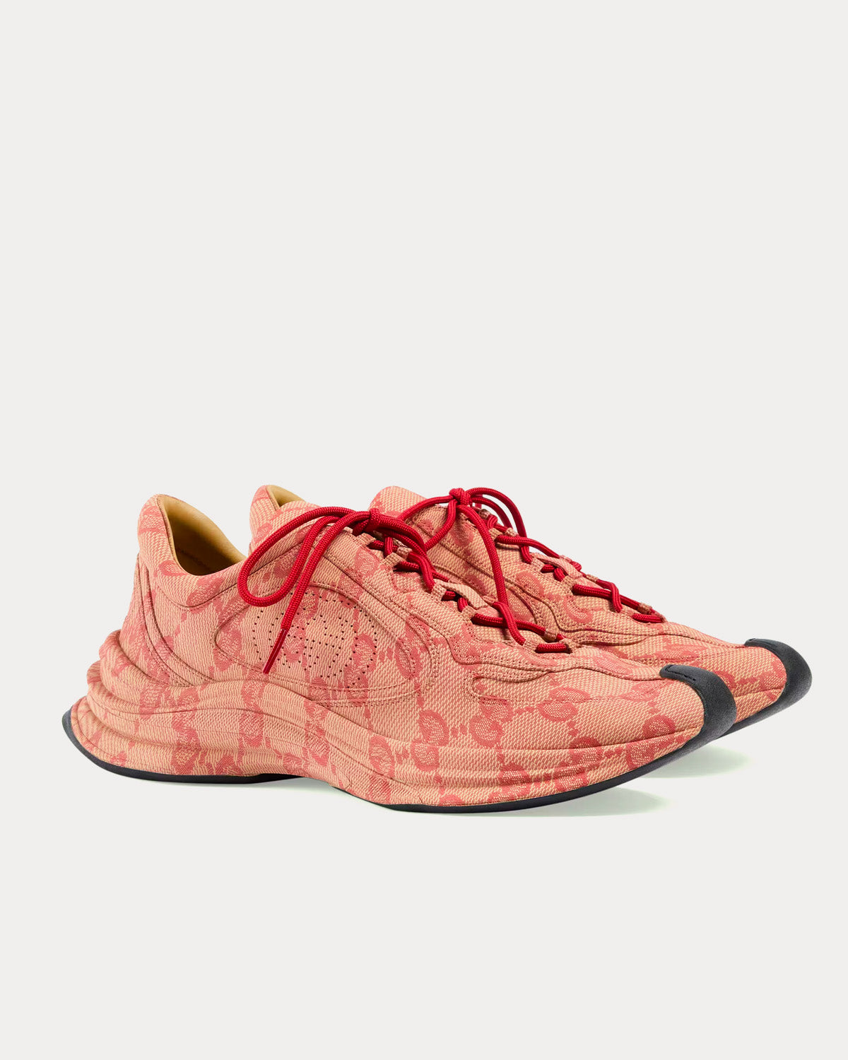 Gucci Run GG Print Beige / Hibiscus Red Low Top Sneakers - 3