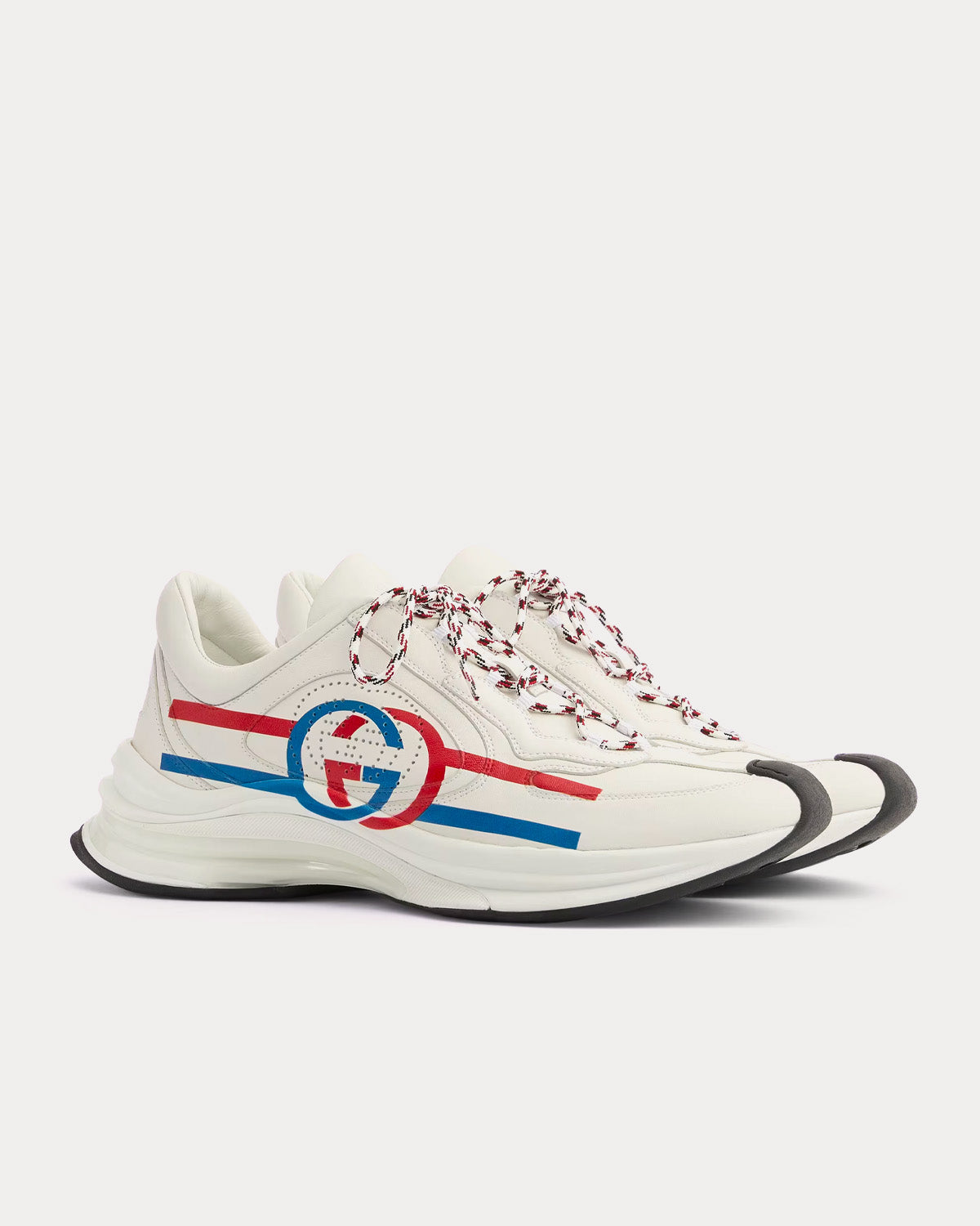 Gucci Run Logo Print Leather White Low Top Sneakers - 3