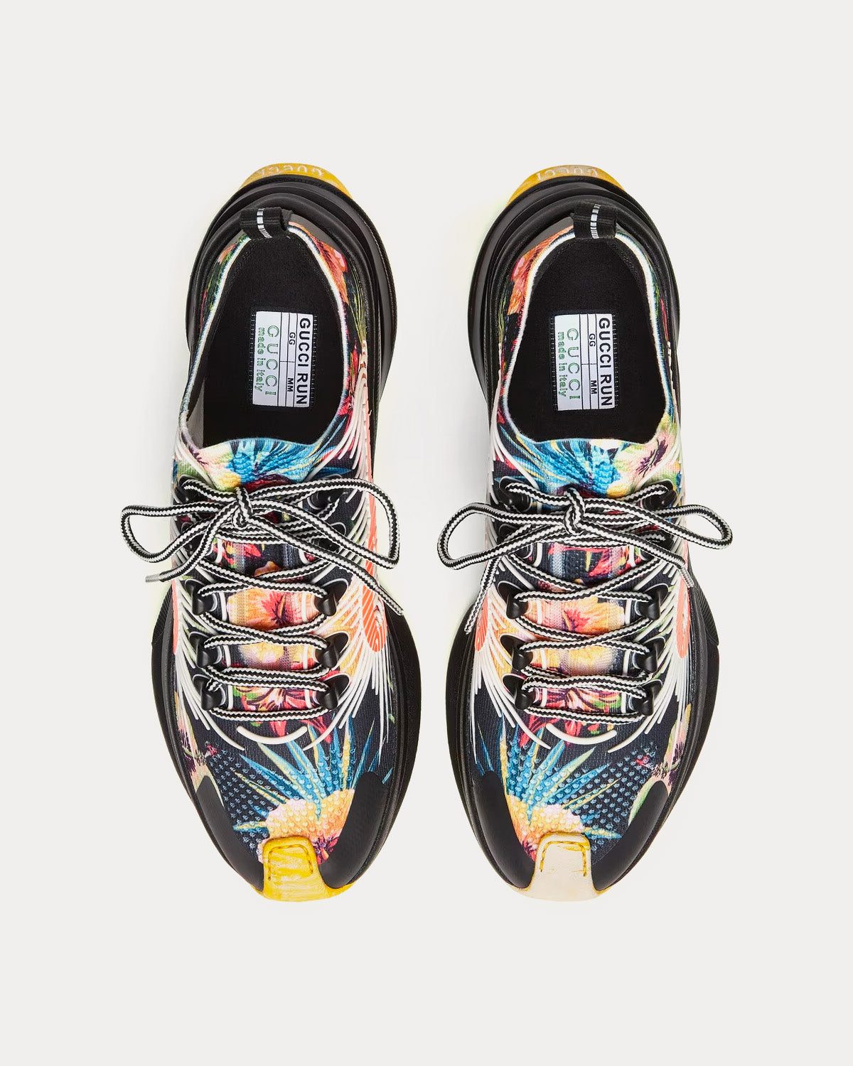 Gucci Run Floral Print Black Low Top Sneakers - 2