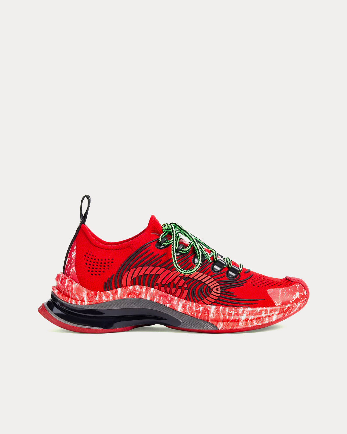 Gucci Run Technical Knit Fabric Red Running Shoes - 1