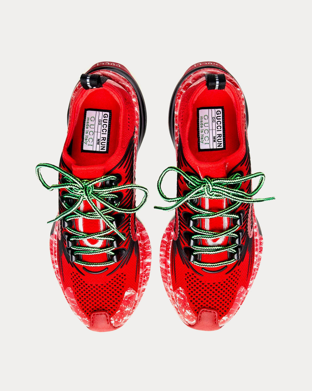 Gucci Run Technical Knit Fabric Red Running Shoes - 2