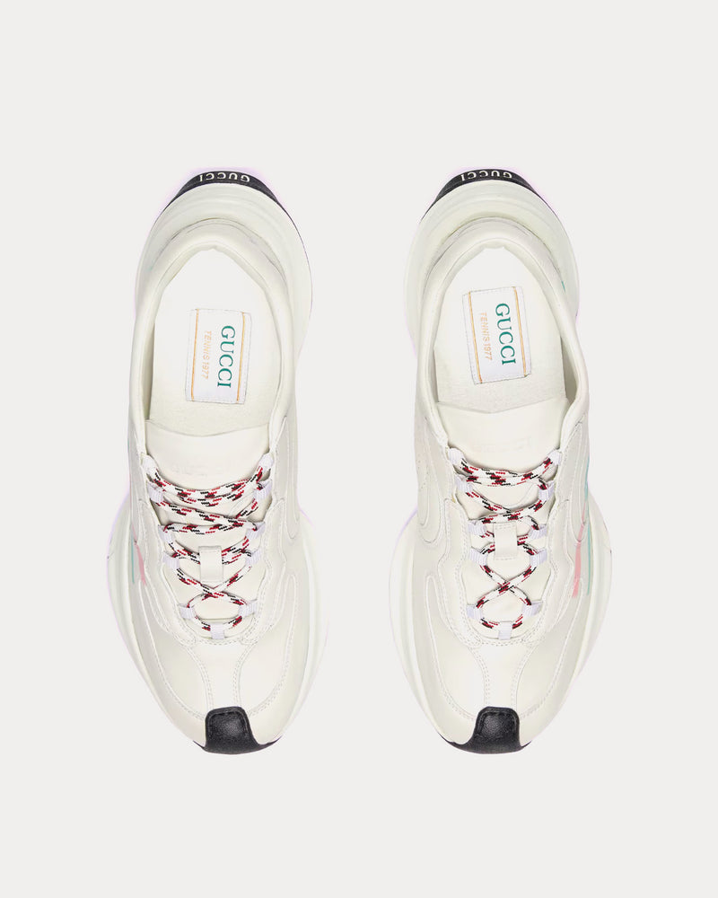 Gucci Run Logo Print Leather White / Pink / Turqiouse Low Top Sneakers - 2