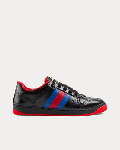 Gucci Screener Blue & Red Web Leather Black Low Top Sneakers