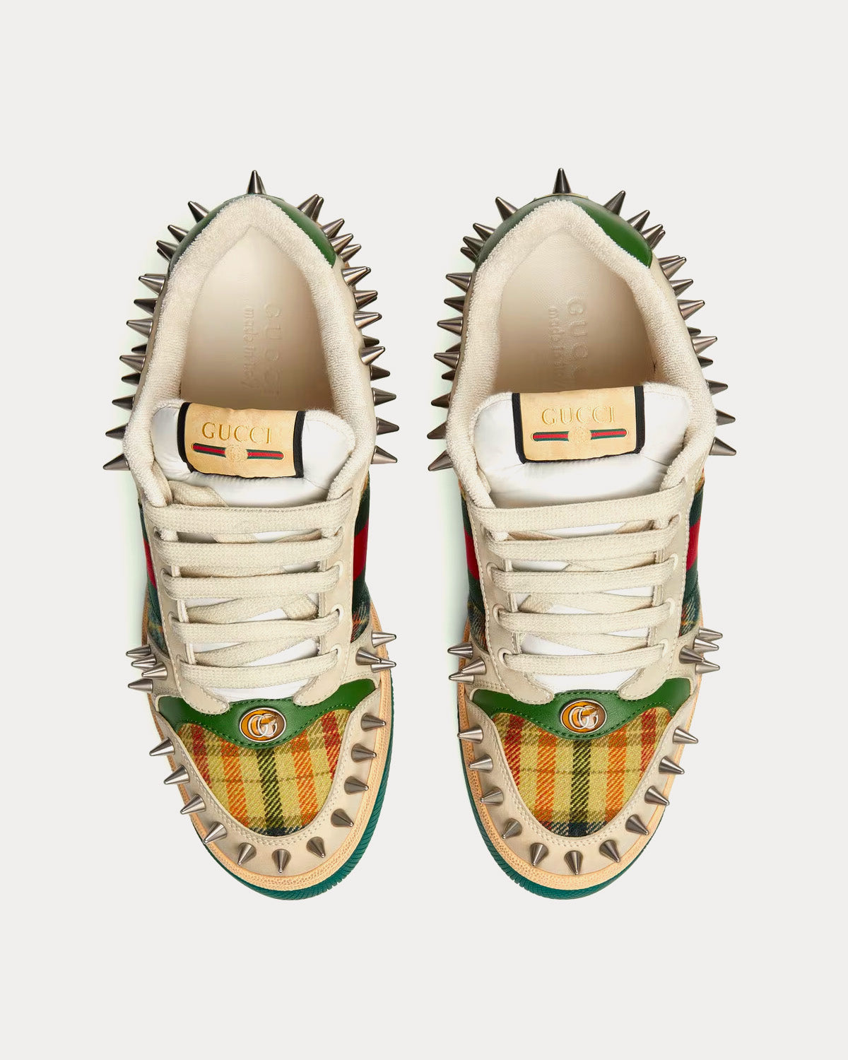 Gucci Screener Studded Striped Tartan Multicolour Low Top Sneakers - 2